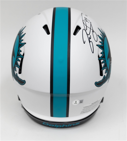 Jason Taylor Autographed/Signed Full Size Miami Dolphin Lunur Authentic Helmet - Beckett/BAS Witnessed Sticker of Authenticity!