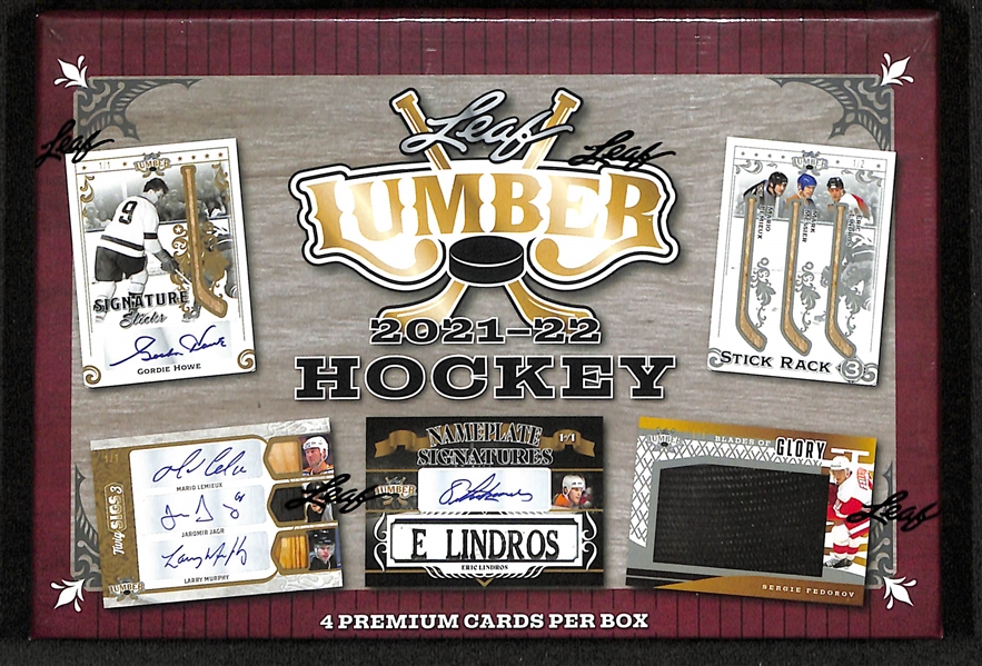 2021-22 Leaf Lumber Hockey Sealed Hobby Box inc. 4 Premium Cards per Box