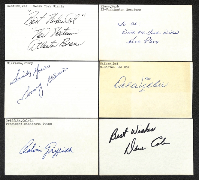 Lot of (400+) Signed Mostly Baseball Index Cards inc. Leo Durocher, AB Chandler, Bob Uecker, Luis Aparicio, + (Beckett BAS Reviewed)