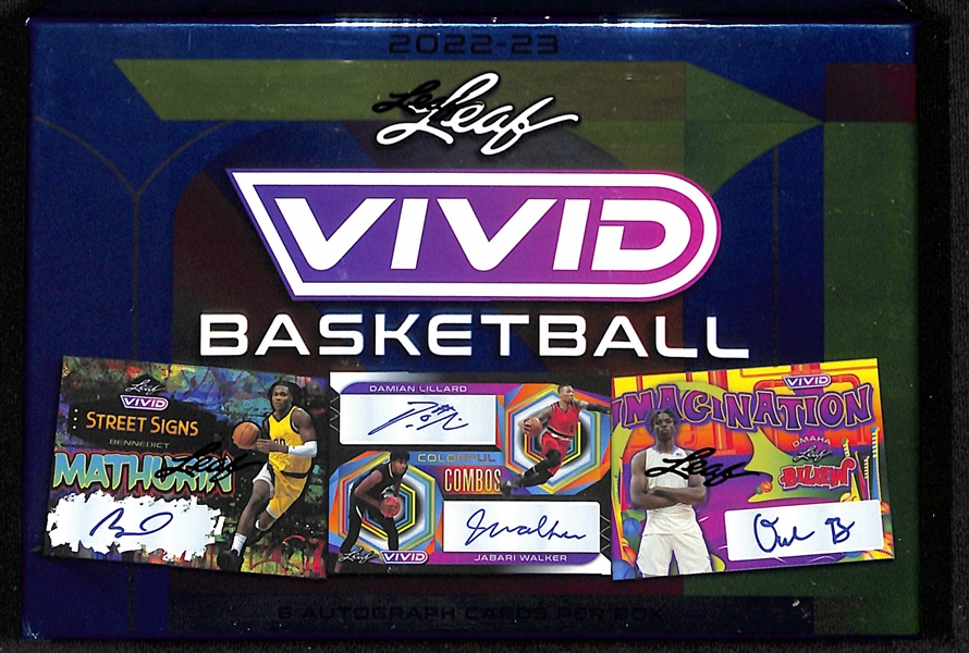 2022-23 Leaf Vivid Basketball Sealed Hobby Box inc. 6 Atutographs per Box