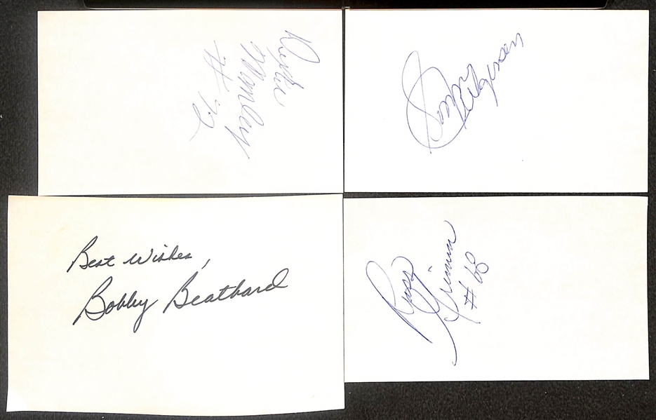 Lot of (55+) Signed Washington Redskins Index Cards inc. George Cafego, Eddie LeBaron, (2) Bobby Mitchell, Joe Theismann, + (Beckett BAS Reviewed)