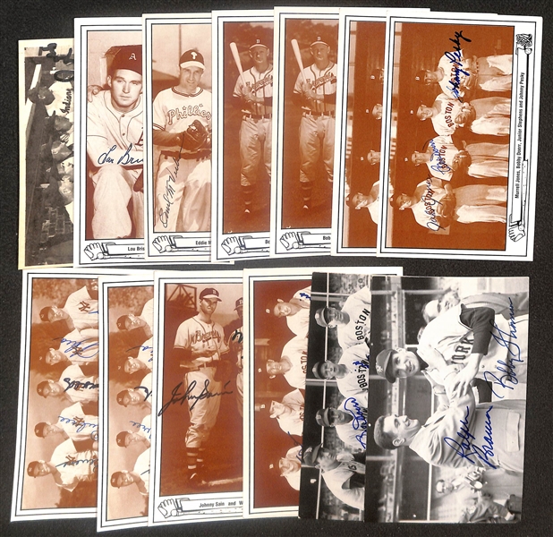 Lot of (20) Signed Hall of Fame Baseball Postcards inc. William Terry, Billy Herman, (2) Bob Feller, Al Lopez, + (Beckett BAS Reviewed)