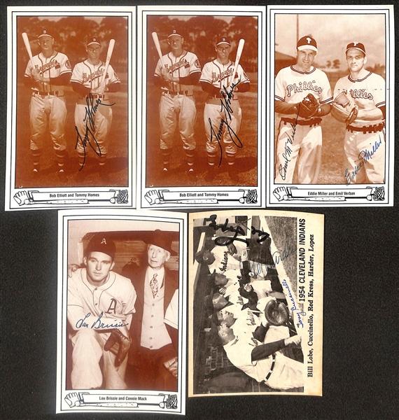 Lot of (20) Signed Hall of Fame Baseball Postcards inc. William Terry, Billy Herman, (2) Bob Feller, Al Lopez, + (Beckett BAS Reviewed)