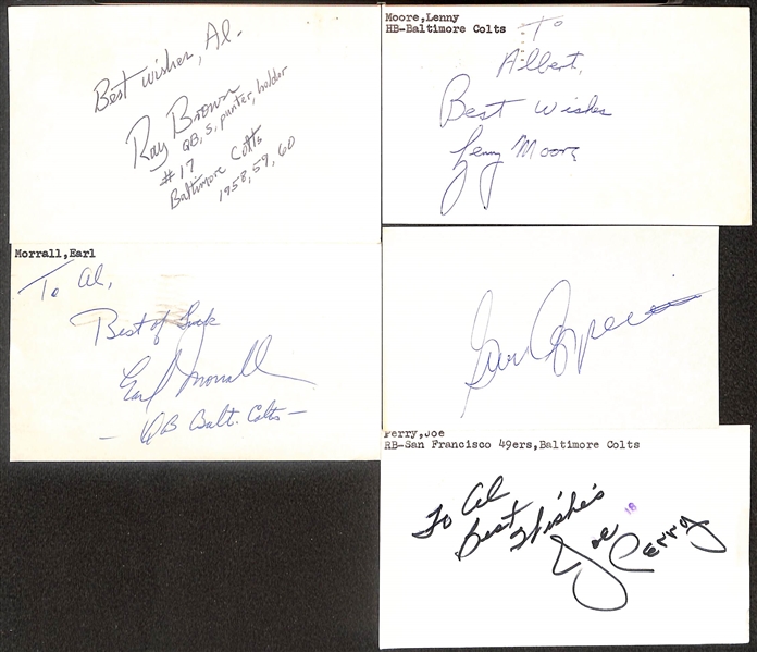 Lot of (45+) Signed Colts Index Cards inc. (2) Art Donovan, Milt Davis, Cotton Davidson, Ray Brown, Lenny Moore, + (Beckett BAS Reviewed)