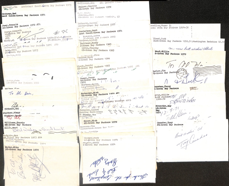 Lot of (75+) Signed Green Bay Packers Index Cards inc. Willie Davis, Fuzzy Thurston, Jim Taylor, Willie Wood, Jack Cloud, + (Beckett BAS Reviewed)