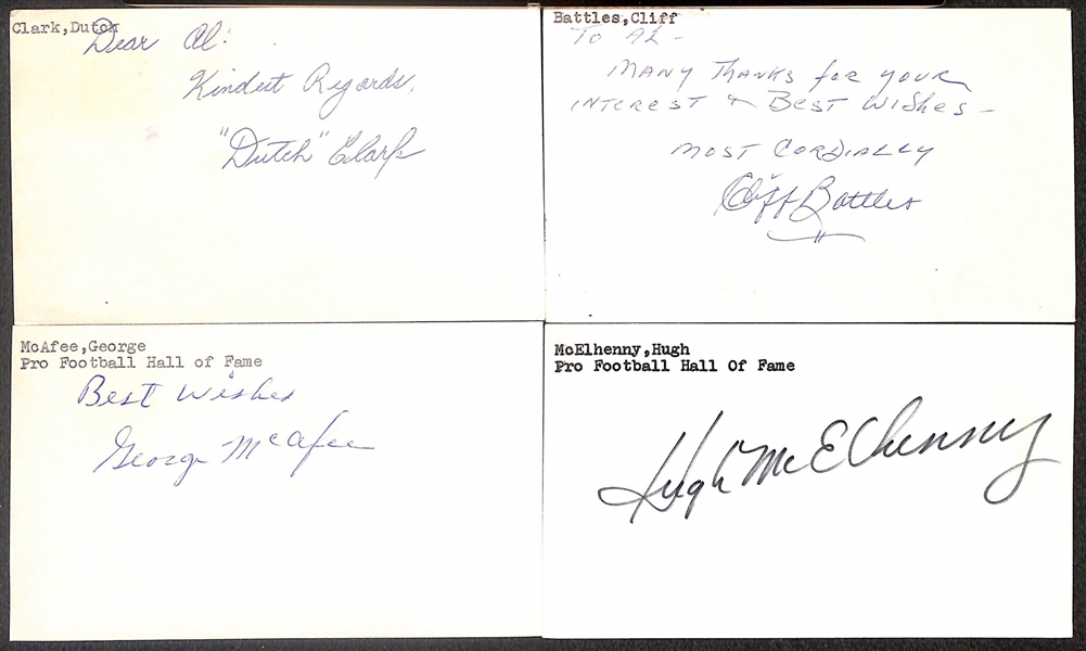 Lot of (120+) Signed Football Index Cards inc. George McAfee, Hugh McElhenny, Art McNally, Alex Wojciechowicz, + (Beckett BAS Reviewed)