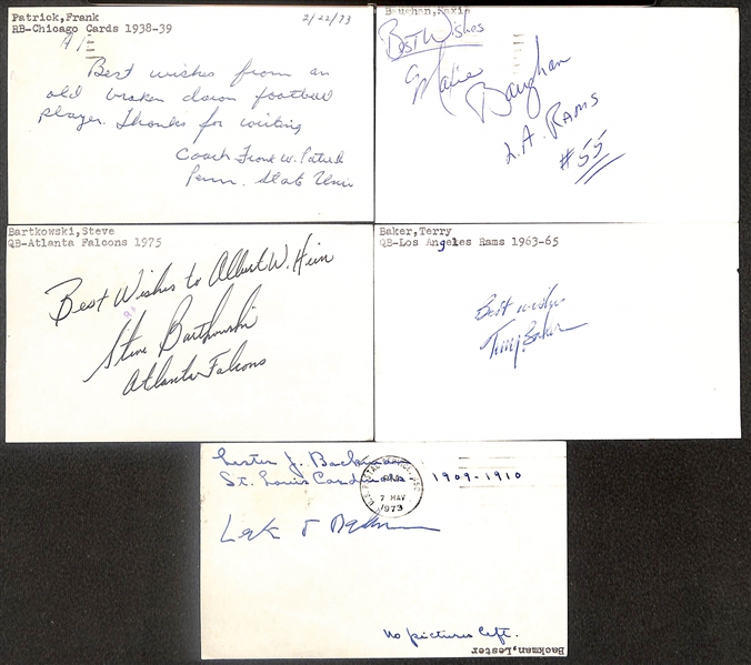 Lot of (120+) Signed Football Index Cards inc. George McAfee, Hugh McElhenny, Art McNally, Alex Wojciechowicz, + (Beckett BAS Reviewed)