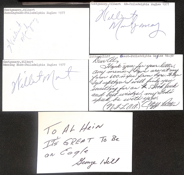 Lot of (75+) Signed Philadelphia Eagles Index Cards inc. George Mira, Tom McDonald, Tom Woodeshick, + (Beckett BAS Reviewed)