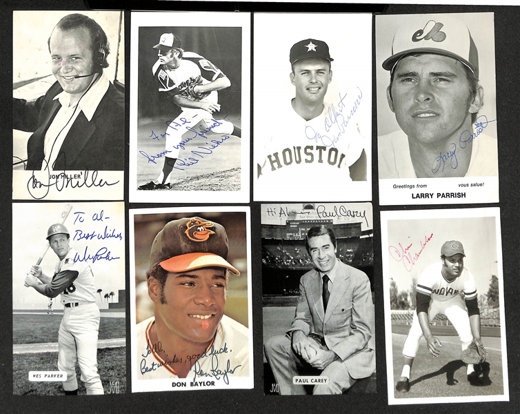 Lot of (150+) Signed Baseball Photos + Post Cards inc. Rod Carew, Gary Carter, Willie Davis, + (Beckett BAS Reviewed)