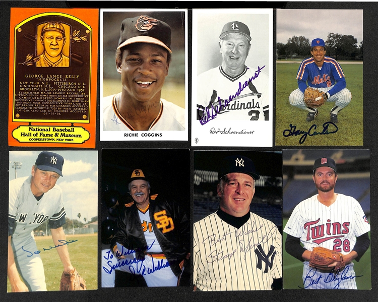 Lot of (150+) Signed Baseball Photos + Post Cards inc. Rod Carew, Gary Carter, Willie Davis, + (Beckett BAS Reviewed)