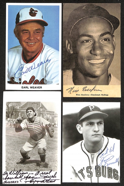 Lot of (100+) Signed Baseball Photos + Post Cards inc. Al Todd, Vern Law, + (Beckett BAS Reviewed)