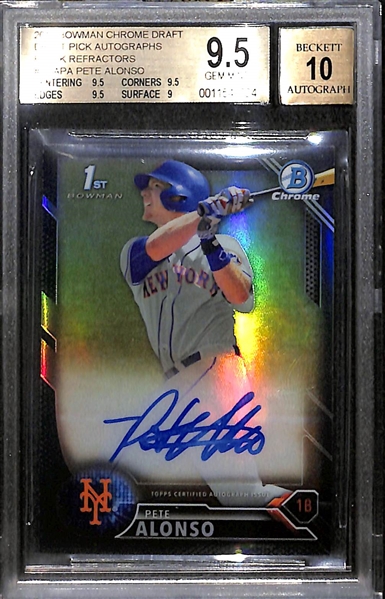 2016 Bowman Chrome Draft Picks Pete Alonso Autographed Black Refractor Rookie #ed  55/75 Graded BGS 9.5 (10 Auto Grade)