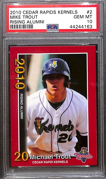 (3) Mike Trout Prospect/Rookie Cards - 2009 Tristar Prospects Plus (BGS 9.5), 2010 Cedar Rapids Rising Alumni #2 (PSA 10), 2010 Cedar Rapids Rising Alumni #1 (Gem Grading Company 10)