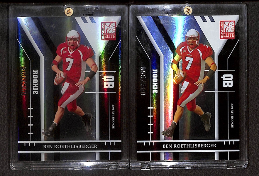 Lot of (2) 2004 Donruss Elite Ben Roethlisberger Rookie Cards (Both #ed to /500) - Steelers