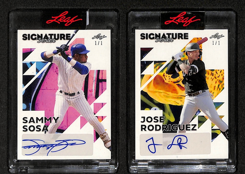 Lot of (2) 2023 Leaf Signature Series 1/1 Autograph Cards- Sammy Sosa, Jose Rodriguez Rookie