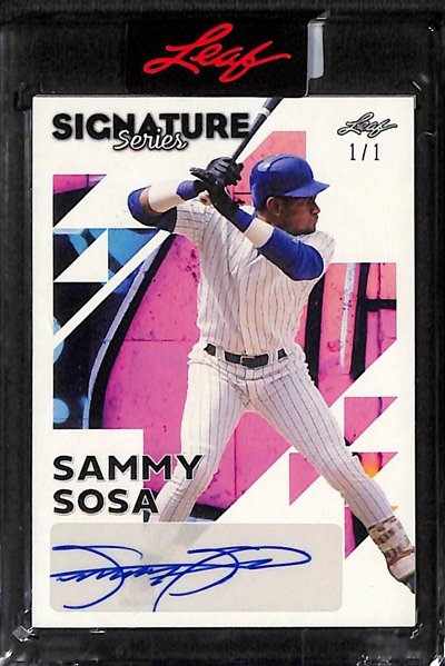 Lot of (2) 2023 Leaf Signature Series 1/1 Autograph Cards- Sammy Sosa, Jose Rodriguez Rookie