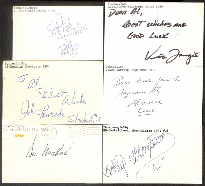 Lot of (200+) Signed Football Index Cards mostly WFL, CFL, USFL inc. Larry Pasquale, (2) Herschel Walker, Mike Rozier, + (Beckett BAS Reviewed)