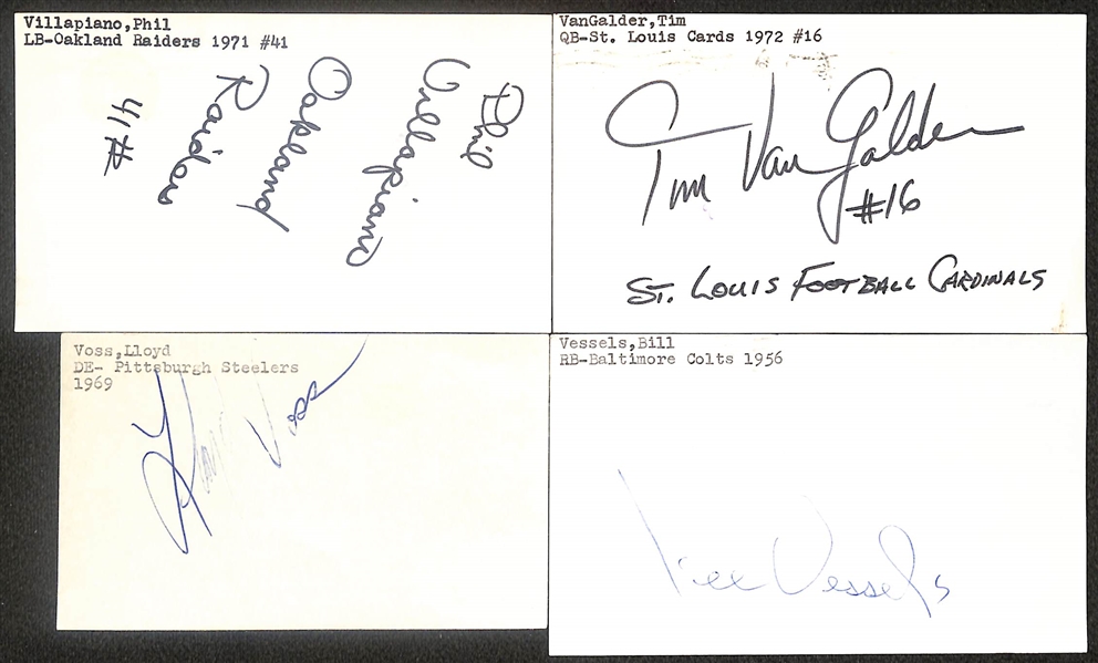 Lot (200+) Signed Football Index Cards inc. Steve VanBuren, Norm VanBrocklin, Doak Walker, Leo Nomellins, Tommy Brown, + (Beckett BAS Reviewed)