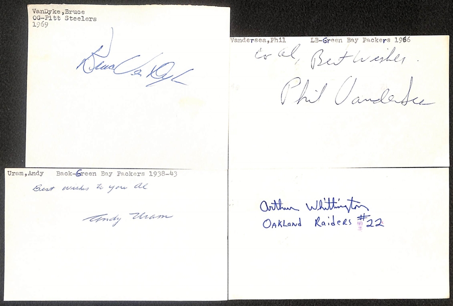 Lot (200+) Signed Football Index Cards inc. Steve VanBuren, Norm VanBrocklin, Doak Walker, Leo Nomellins, Tommy Brown, + (Beckett BAS Reviewed)