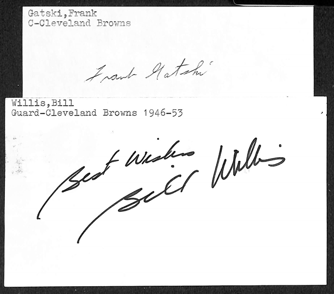 Lot of (50+) Signed Cleveland Browns Index Cards inc. Bill Willis, Paul Warfield, Lou Groza, Otto Graham, Ken Gorgal, + (Beckett BAS Reviewed)