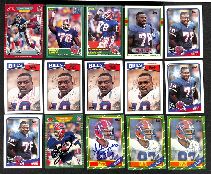 Lot of (330+) Signed Buffalo Bills Cards inc. (11) Bruce Smith, (21) Andre Reed, + (Beckett BAS Reviewed)