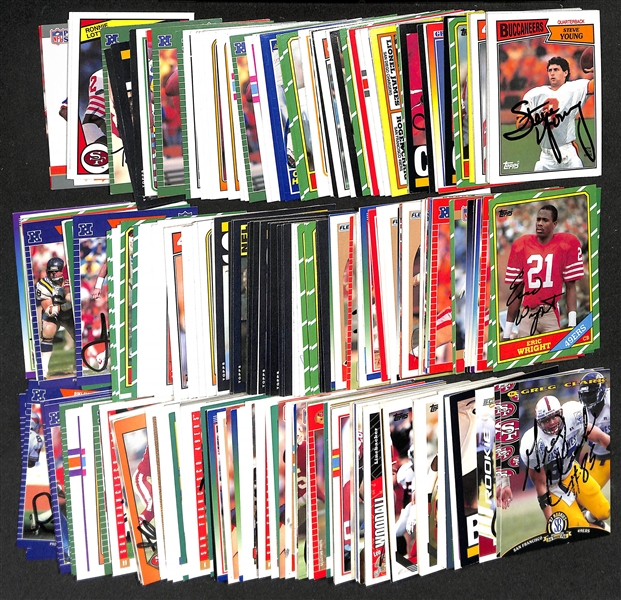 Lot of (200+) Signed San Francisco 49ers Cards inc. (2) Jerry Rice, (5) Steve Young, (17) Roger Craig, (21) Ronnie Lott, + (Beckett BAS Reviewed)