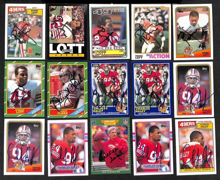 Lot of (200+) Signed San Francisco 49ers Cards inc. (2) Jerry Rice, (5) Steve Young, (17) Roger Craig, (21) Ronnie Lott, + (Beckett BAS Reviewed)