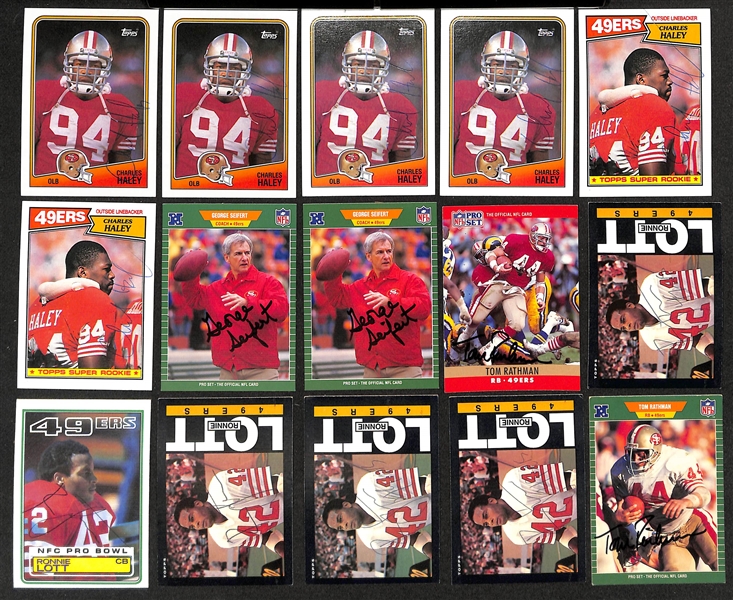 Lot of (200+) Signed San Francisco 49ers Cards inc. (2) Jerry Rice, (5) Steve Young, (17) Roger Craig, (21) Ronnie Lott, + (Beckett BAS Reviewed)