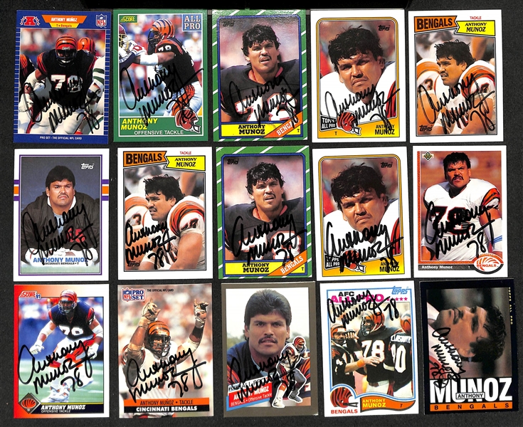 Lot of (200+) Signed Cincinnati Bengals Cards inc. (17) Anthony Munoz, (4) Sam Wyche, (11) Ken Anderson, + (Beckett BAS Reviewed)