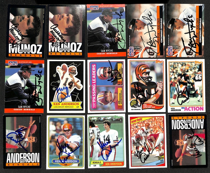 Lot of (200+) Signed Cincinnati Bengals Cards inc. (17) Anthony Munoz, (4) Sam Wyche, (11) Ken Anderson, + (Beckett BAS Reviewed)