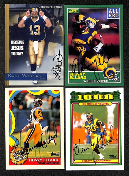 Lot of (280+) Signed Rams Cards inc. Kurt Warner, (25) Henry Ellard, + (Beckett BAS Reviewed)