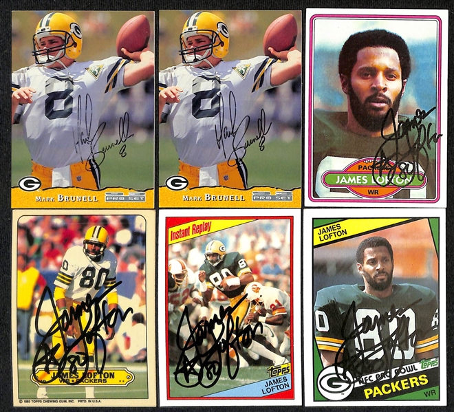 Lot of (275+) Signed Green Bay Packers Cards inc. (2) Mark Brunell, (9) James Lofton, (5) Sterling Sharpe, + (Beckett BAS Reviewed)