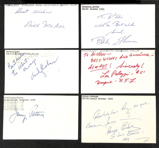 Lot of (200+) Signed Baseball Index Cards inc. Fred Lindstron, Travis Jackson, Bill Terry, Carl Hubbell, AB Chandler, + (Beckett BAS Reviewed)