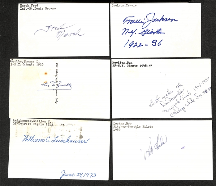 Lot of (200+) Signed Baseball Index Cards inc. Fred Lindstron, Travis Jackson, Bill Terry, Carl Hubbell, AB Chandler, + (Beckett BAS Reviewed)