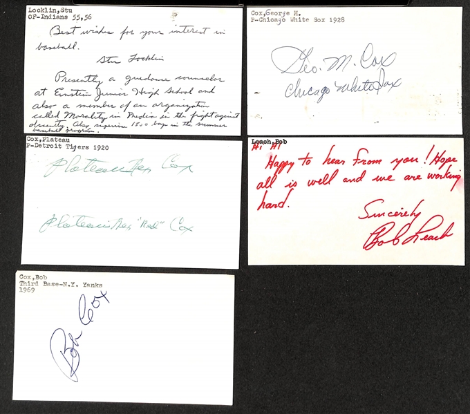 Lot of (200+) Signed Baseball Index Cards inc. Fred Lindstron, Travis Jackson, Bill Terry, Carl Hubbell, AB Chandler, + (Beckett BAS Reviewed)