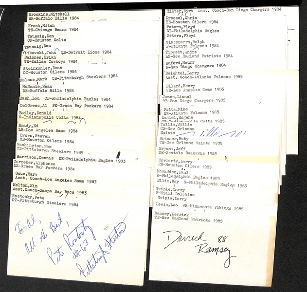 Lot of (300+) Signed Football Index Cards inc. Cliff Branch, Jim McMahon, Johnny Lujack, Ray Donaldson, Francis Lund, + (Beckett BAS Reviewed)