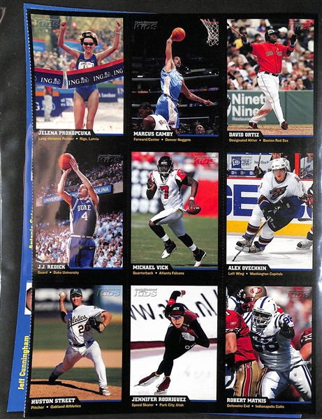 (63) Uncut Sports Illustrated SI for Kids Sheets (567 Cards) Including Serena Williams, Tiger Woods, Michael Jordan, Tom Brady, Sidney Crosby, Sue Bird,  Rafael Nadal, Alex Ovechkin, Kobe Byrant, +