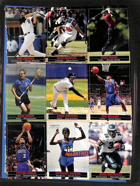 (64) Uncut Sports Illustrated SI for Kids Sheets (576 Cards) Including Serena Williams, (3) Tiger Woods, Sidney Crosby, Sue Bird, Alex Ovechkin, (2) Diana Taurasi, (2) Michael Phelps, +