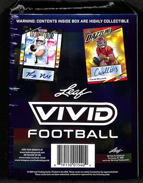 2024 Leaf Vivid Football Sealed Hobby Box - Includes 5 Autographed Cards & 2 Limited Edition Base Cards!