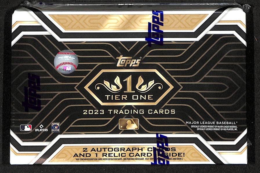 2023 Topps Tier One Baseball Sealed Hobby Box (Includes 2 Autograph Cards & 1 Relic Card)