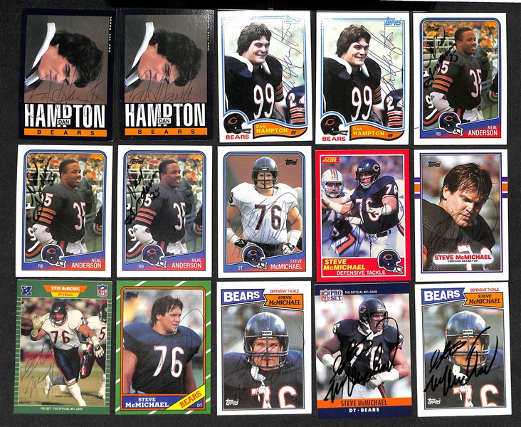 Lot of (300+) Signed Chicago Bears Cards inc. (7) Jim Harbaugh, (4) Jim McMahon, + (Beckett BAS Reviewed)