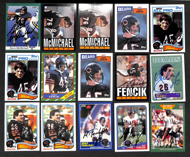 Lot of (300+) Signed Chicago Bears Cards inc. (7) Jim Harbaugh, (4) Jim McMahon, + (Beckett BAS Reviewed)