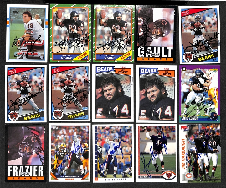 Lot of (300+) Signed Chicago Bears Cards inc. (7) Jim Harbaugh, (4) Jim McMahon, + (Beckett BAS Reviewed)