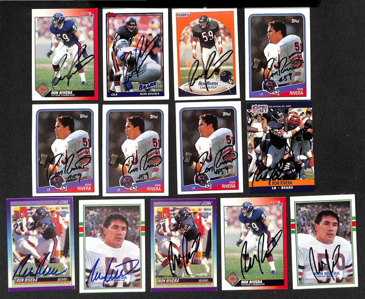 Lot of (300+) Signed Chicago Bears Cards inc. (7) Jim Harbaugh, (4) Jim McMahon, + (Beckett BAS Reviewed)