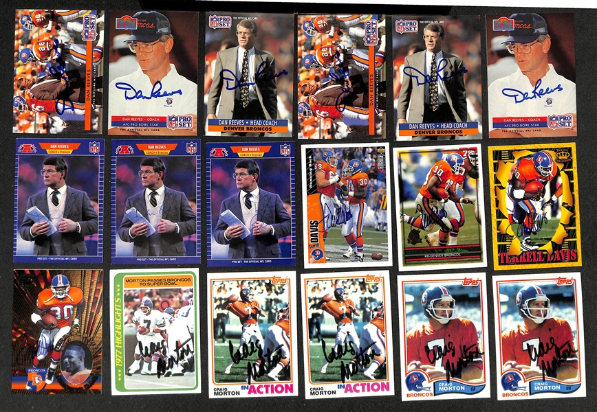 Lot of (240+) Signed Denver Broncos Cards inc. (9) Dan Reeves, (4) Terrell Davis, (7) Craig Morton, + (Beckett BAS Reviewed)