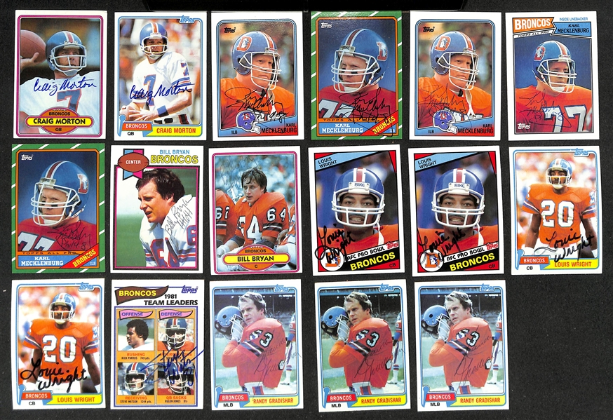 Lot of (240+) Signed Denver Broncos Cards inc. (9) Dan Reeves, (4) Terrell Davis, (7) Craig Morton, + (Beckett BAS Reviewed)