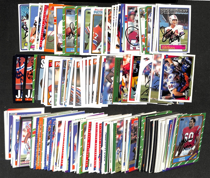 Lor of (250+) Signed New England Patriots Cards inc. (5) Tedy Bruschi, (4) Curtis Martin, + (Beckett BAS Reviewed)