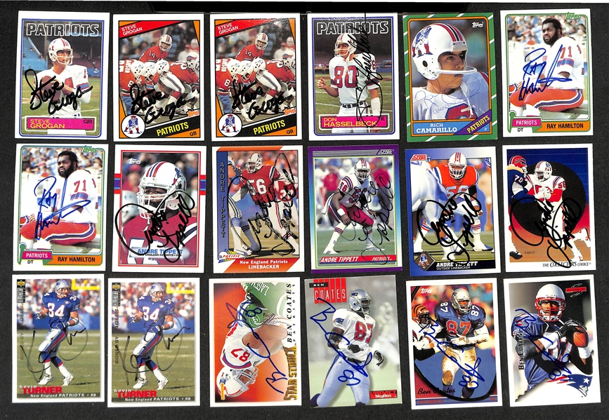 Lor of (250+) Signed New England Patriots Cards inc. (5) Tedy Bruschi, (4) Curtis Martin, + (Beckett BAS Reviewed)