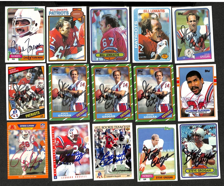 Lor of (250+) Signed New England Patriots Cards inc. (5) Tedy Bruschi, (4) Curtis Martin, + (Beckett BAS Reviewed)