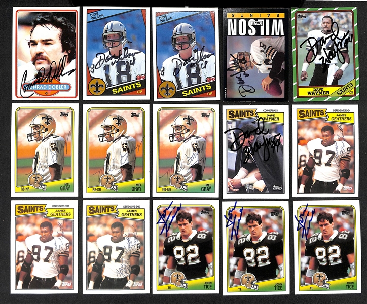 Lot of (300+) Signed New Orleans Saints Cards inc. (7) Archie Manning, (2) Tom Myers, (3) Morten Anderson, + (Beckett BAS Reviewed)